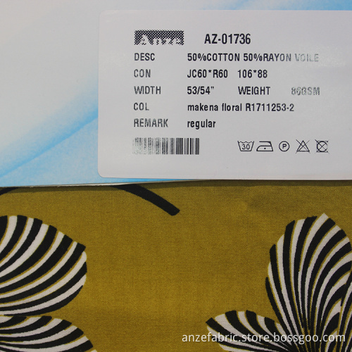 JC60 * R60 Digital tryckt bomull Rayon Voile-tyg